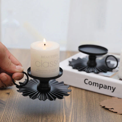 Elegant Black Metal Taper Candleholder