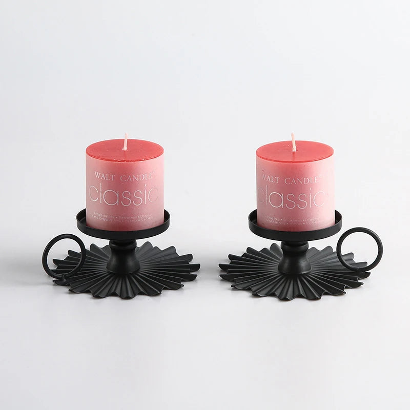 Elegant Black Metal Taper Candleholder