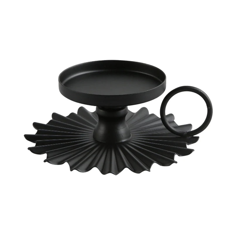 Elegant Black Metal Taper Candleholder