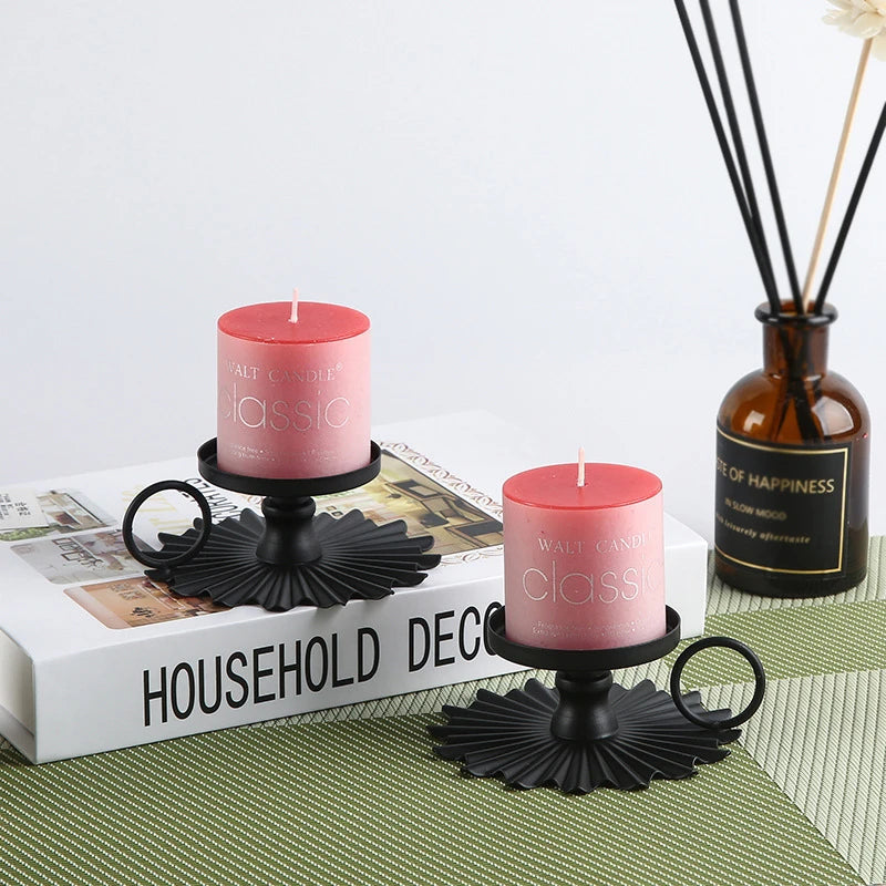 Elegant Black Metal Taper Candleholder