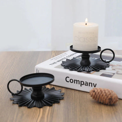 Elegant Black Metal Taper Candleholder