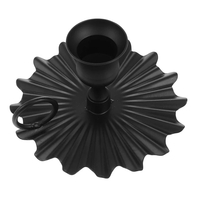 Elegant Black Metal Taper Candleholder