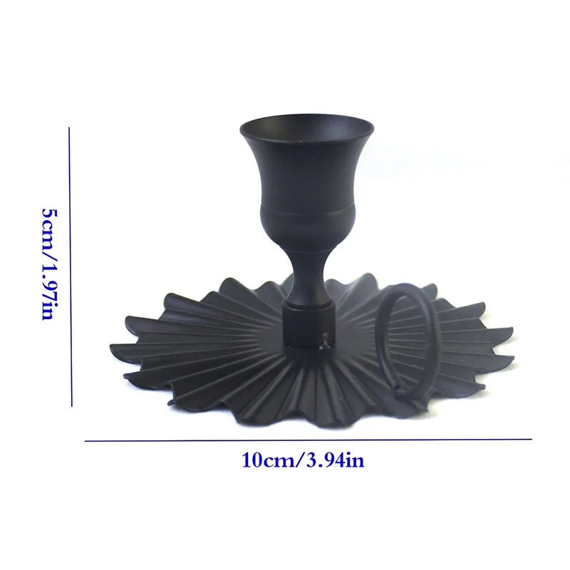 Elegant Black Metal Taper Candleholder