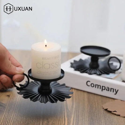 Elegant Black Metal Taper Candleholder