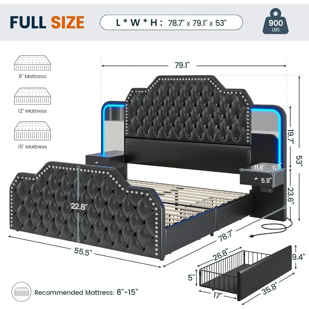 Elegant Black Queen Platform Bed