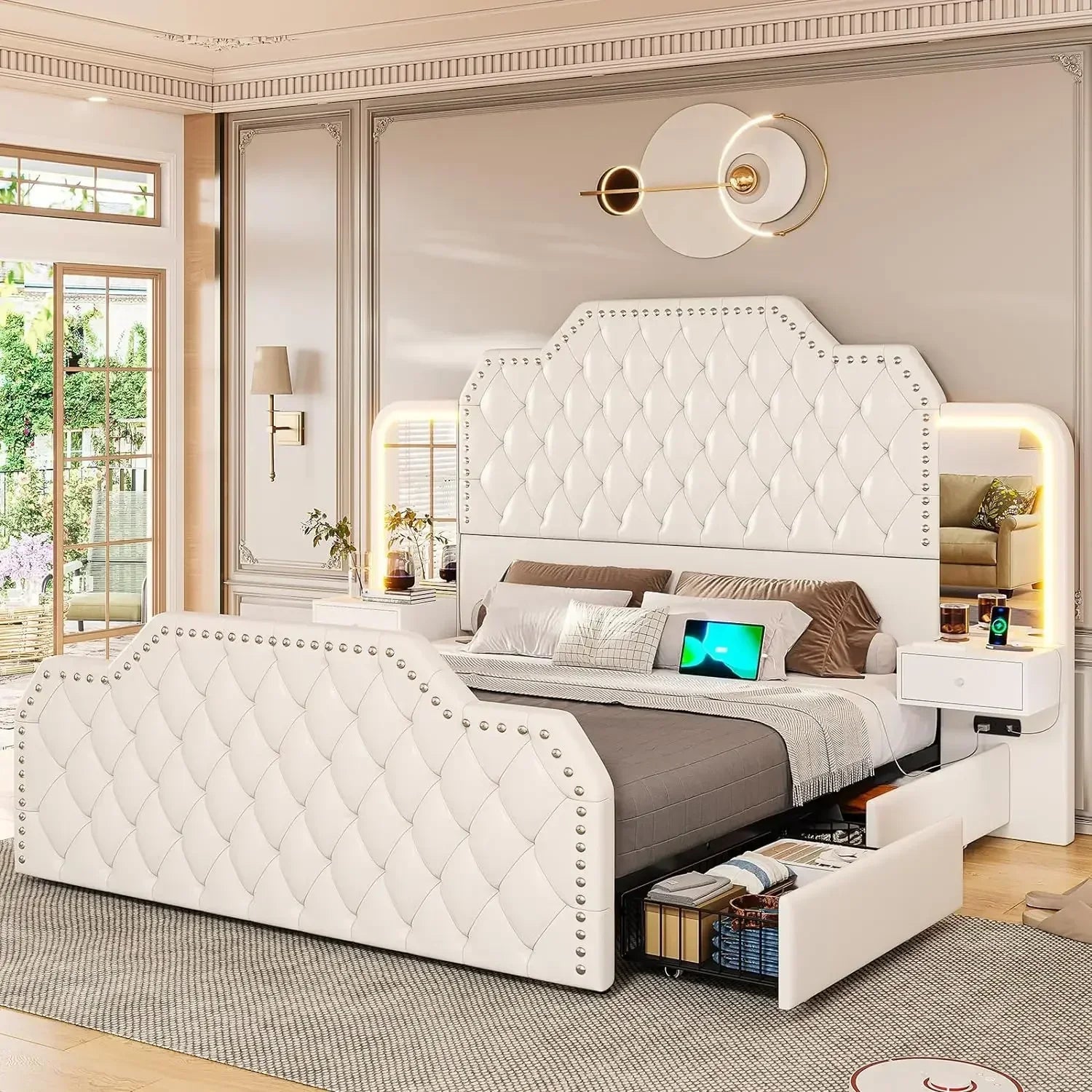 Elegant Black Queen Platform Bed