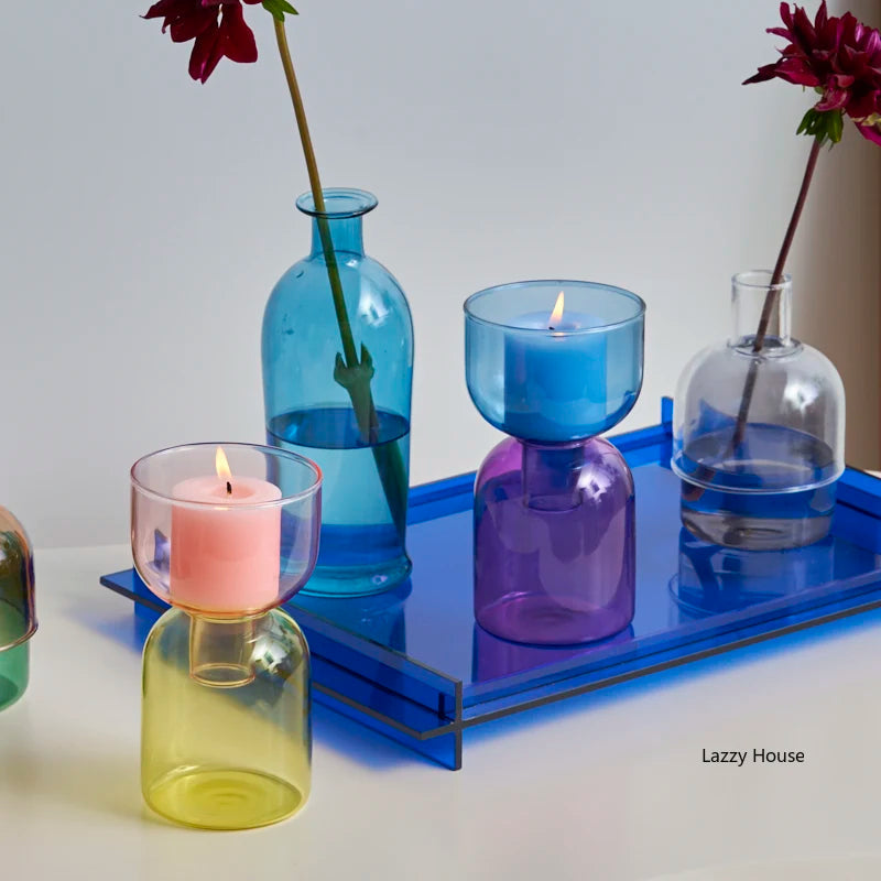 Elegant Glass Candle Holder Vase