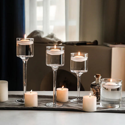 Elegant Glass Candle Holders Set