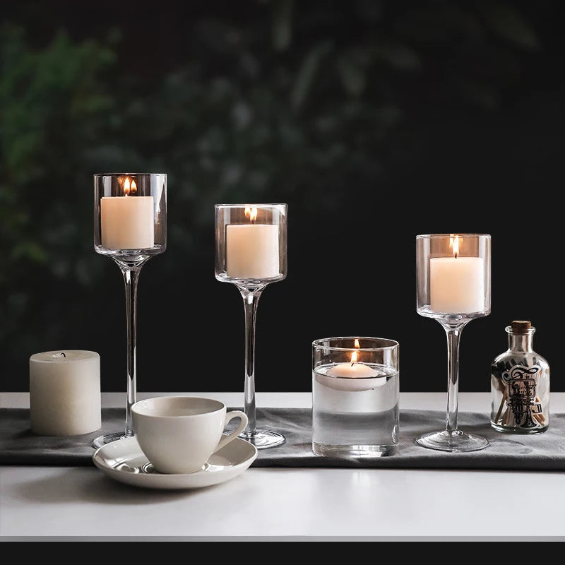 Elegant Glass Candle Holders Set