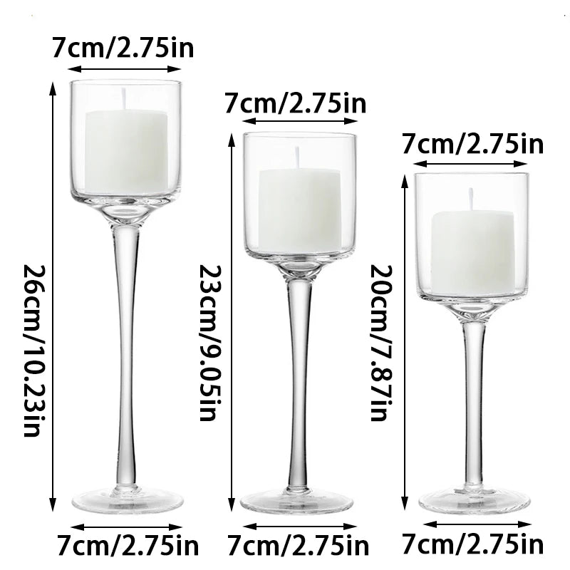 Elegant Glass Candle Holders Set