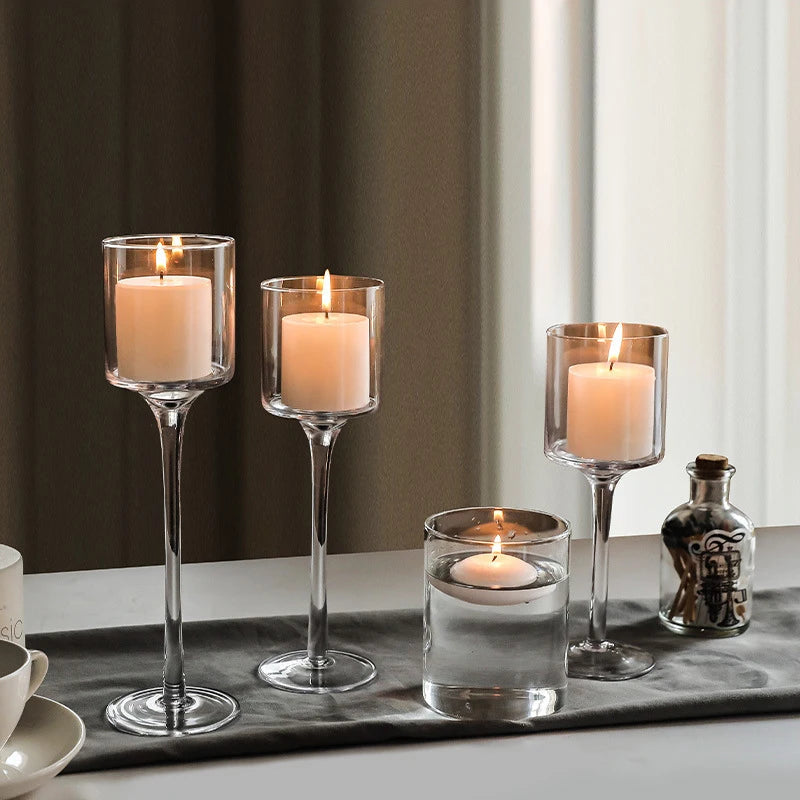 Elegant Glass Candle Holders Set