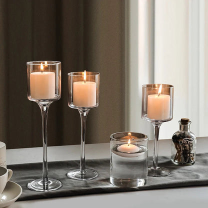 Elegant Glass Candle Holders Set