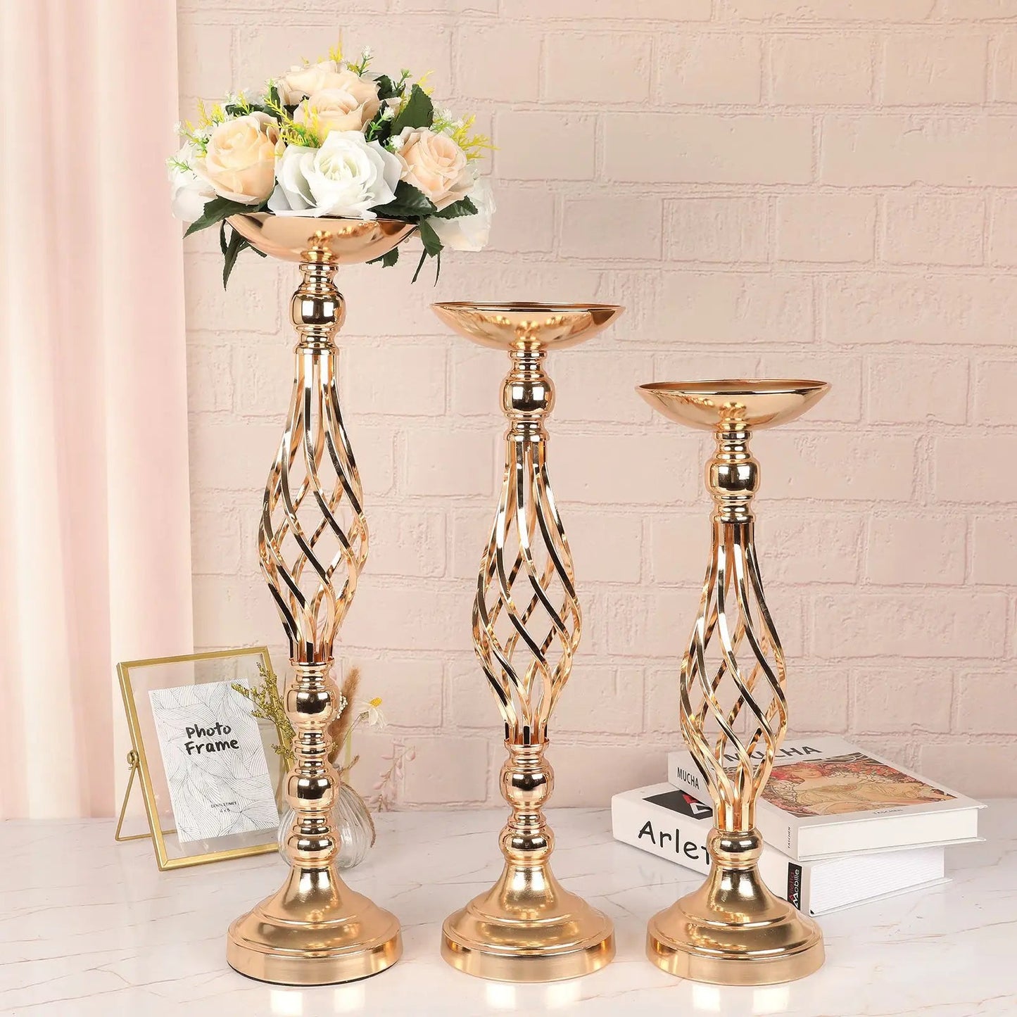 Elegant Gold Iron Candle Holder