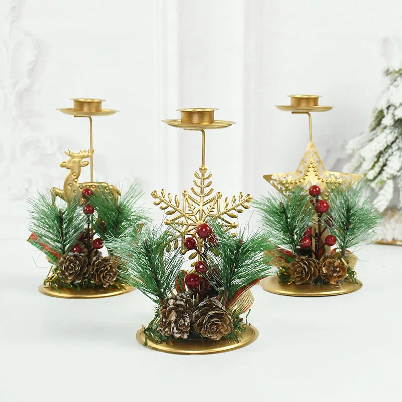 Elegant Iron Christmas Candle Holder