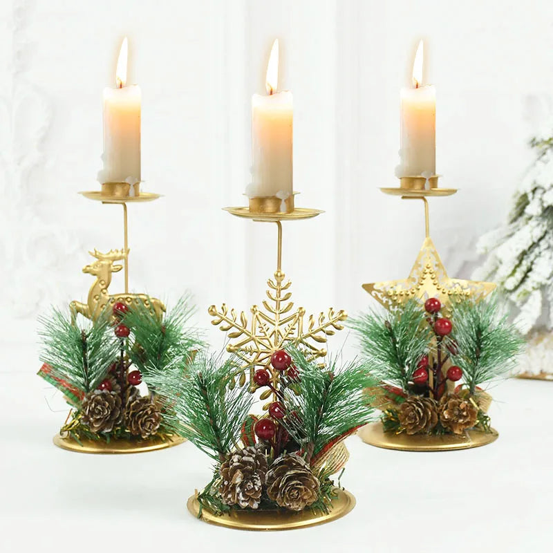 Elegant Iron Christmas Candle Holder