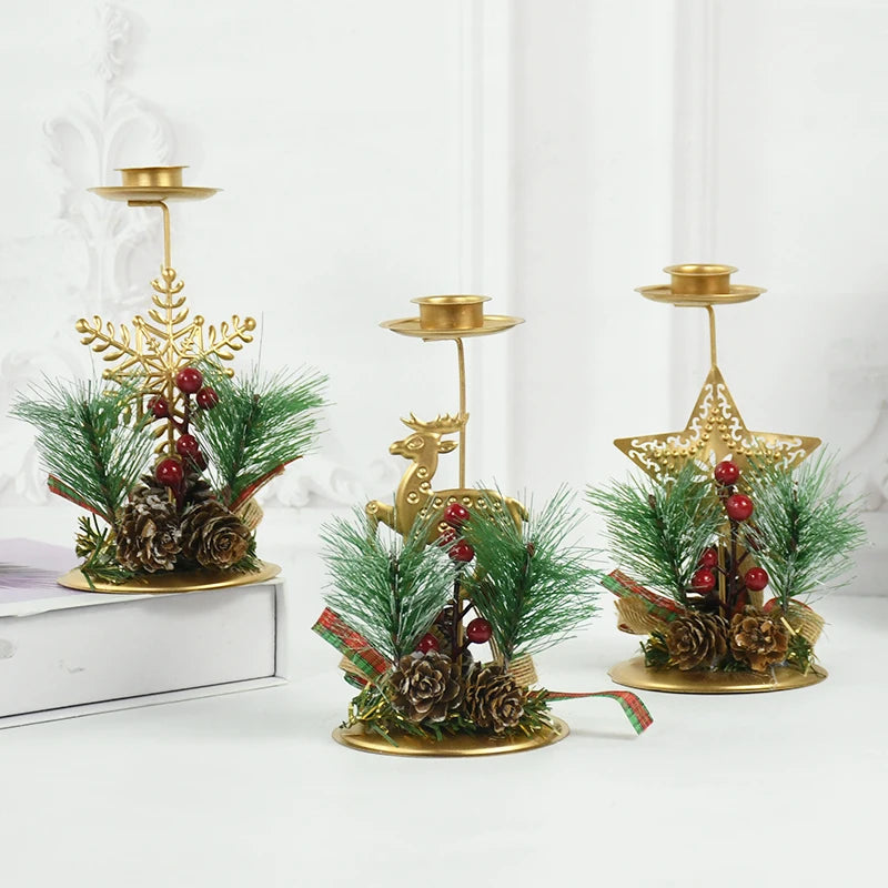 Elegant Iron Christmas Candle Holder