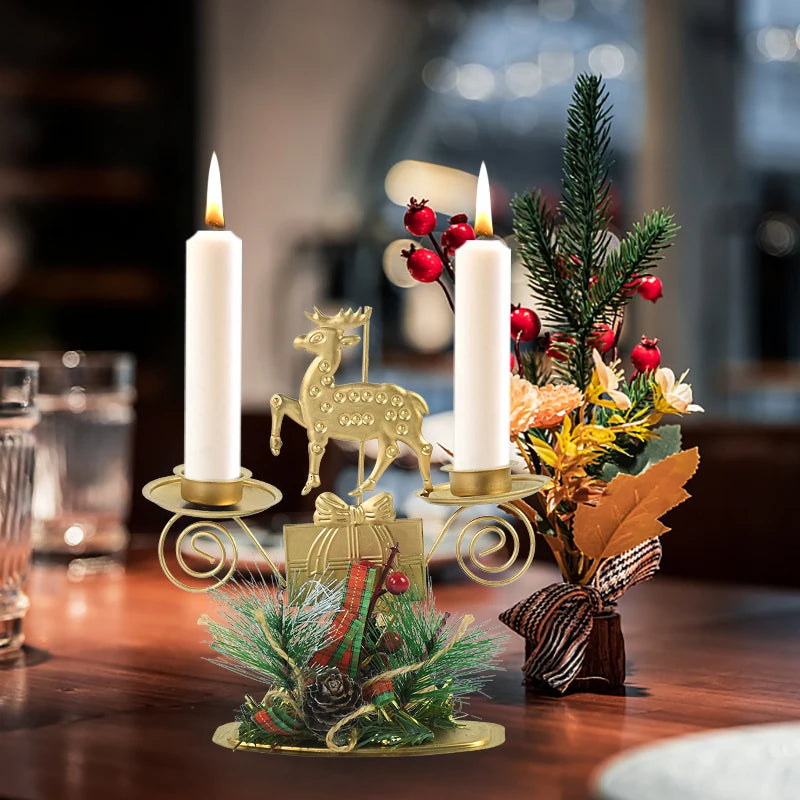 Elegant Iron Christmas Candle Holder