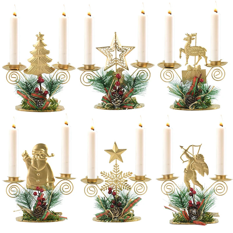 Elegant Iron Christmas Candle Holder