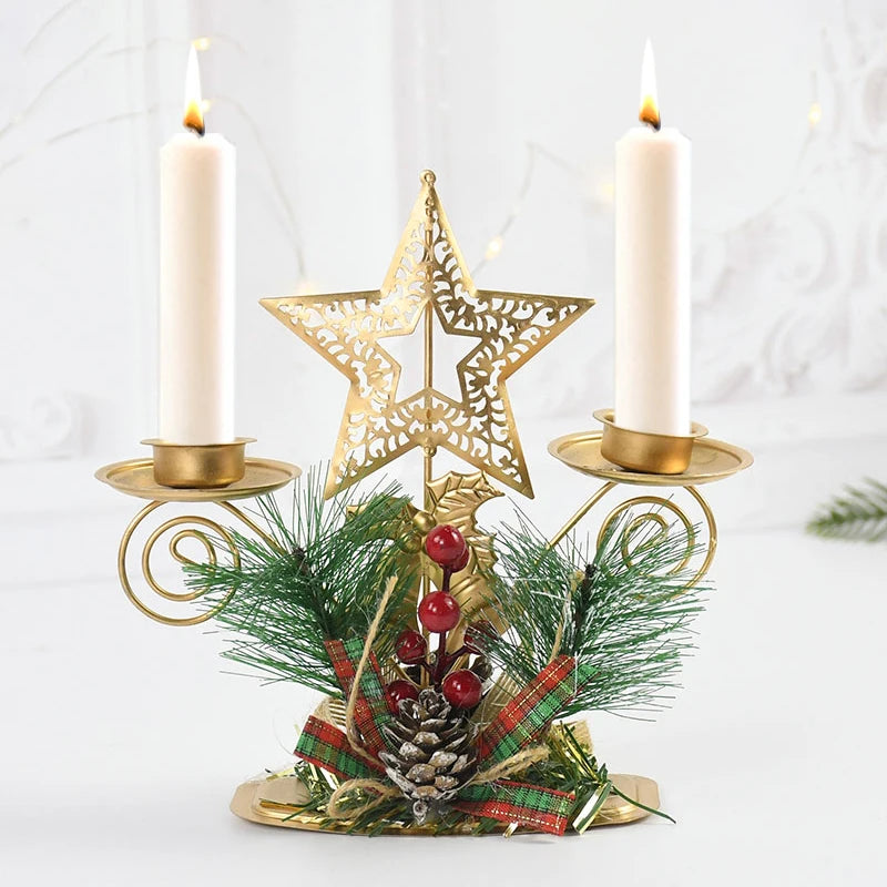 Elegant Iron Christmas Candle Holder