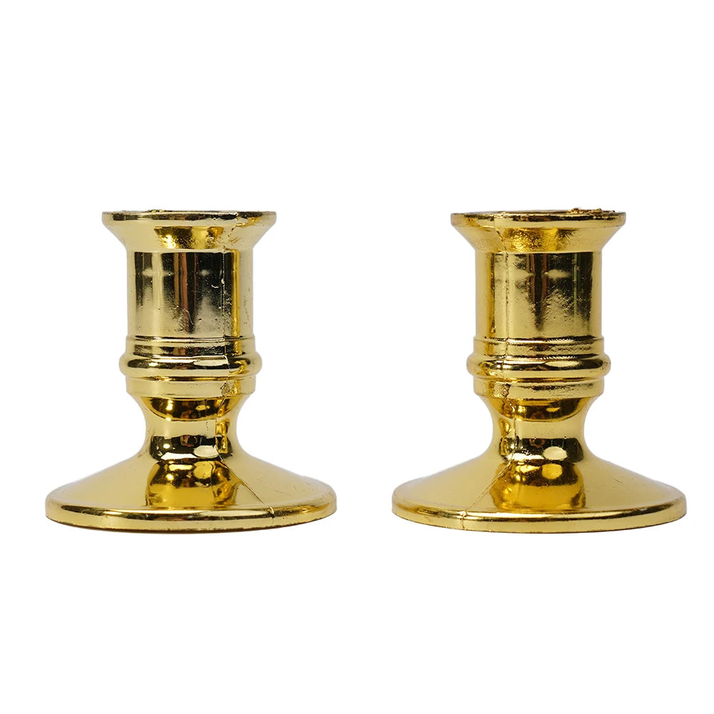 Elegant Silver Gold Taper Candle Holders