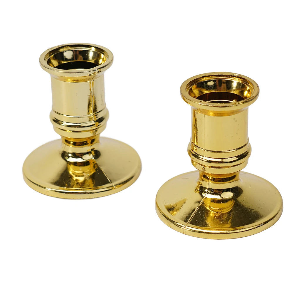 Elegant Silver Gold Taper Candle Holders