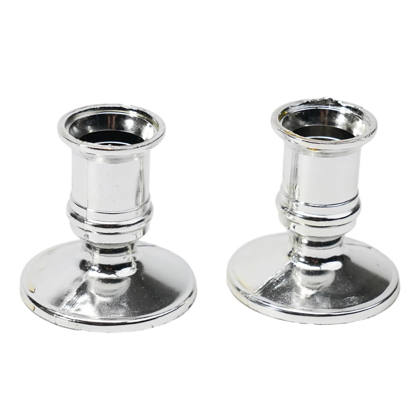 Elegant Silver Gold Taper Candle Holders