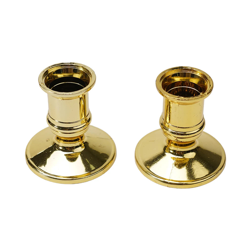 Elegant Silver Gold Taper Candle Holders