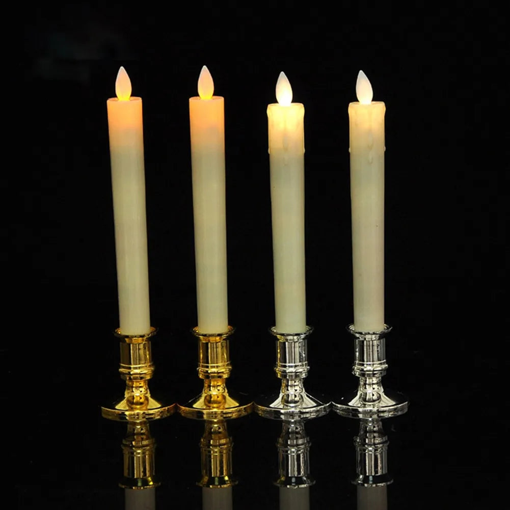 Elegant Silver Gold Taper Candle Holders