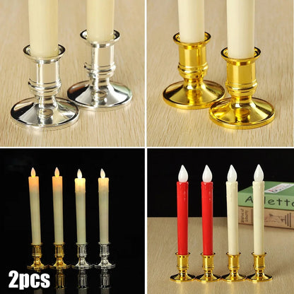 Elegant Silver Gold Taper Candle Holders