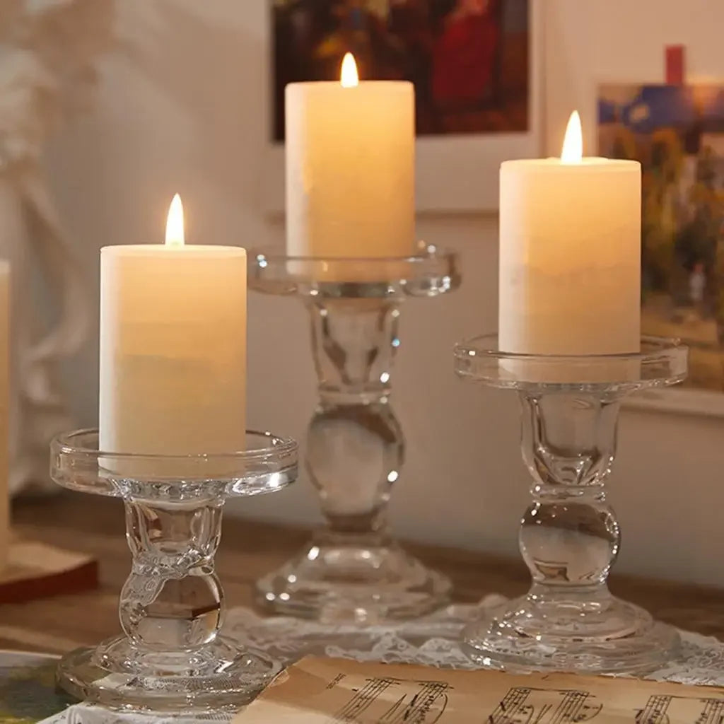 Elegant Transparent Glass Candle Holders