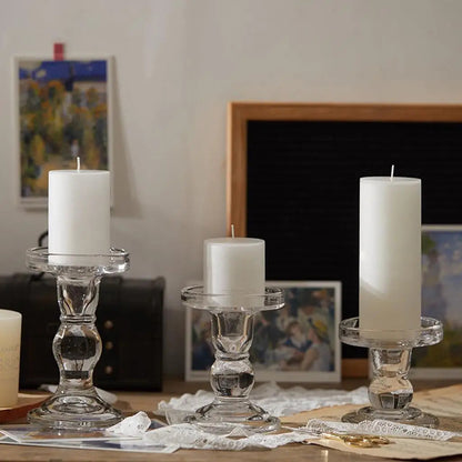 Elegant Transparent Glass Candle Holders