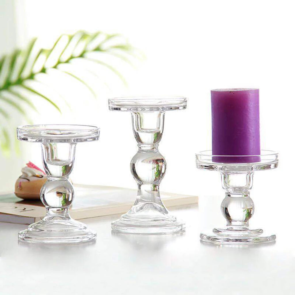 Elegant Transparent Glass Candle Holders