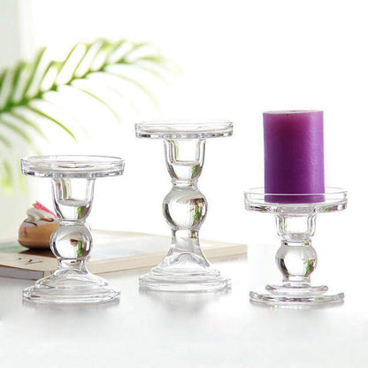 Elegant Transparent Glass Candle Holders