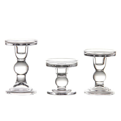 Elegant Transparent Glass Candle Holders