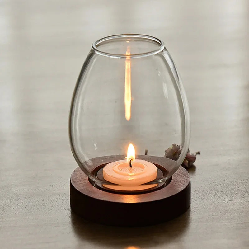 Elegant Transparent Glass Candlestick Holder