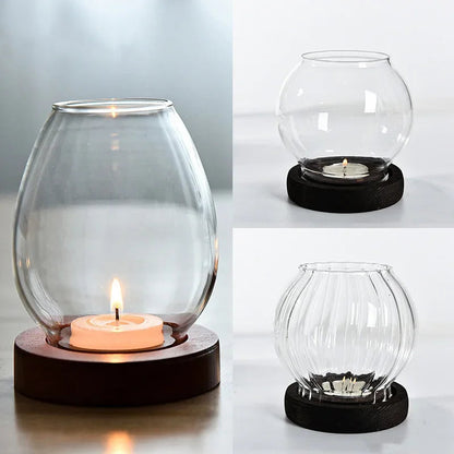 Elegant Transparent Glass Candlestick Holder