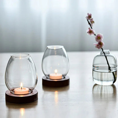 Elegant Transparent Glass Candlestick Holder