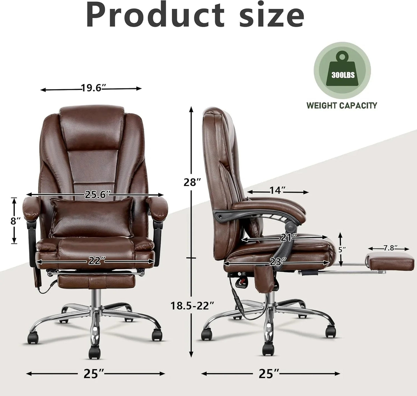 Ergonomic Massage Office Chair with Footrest