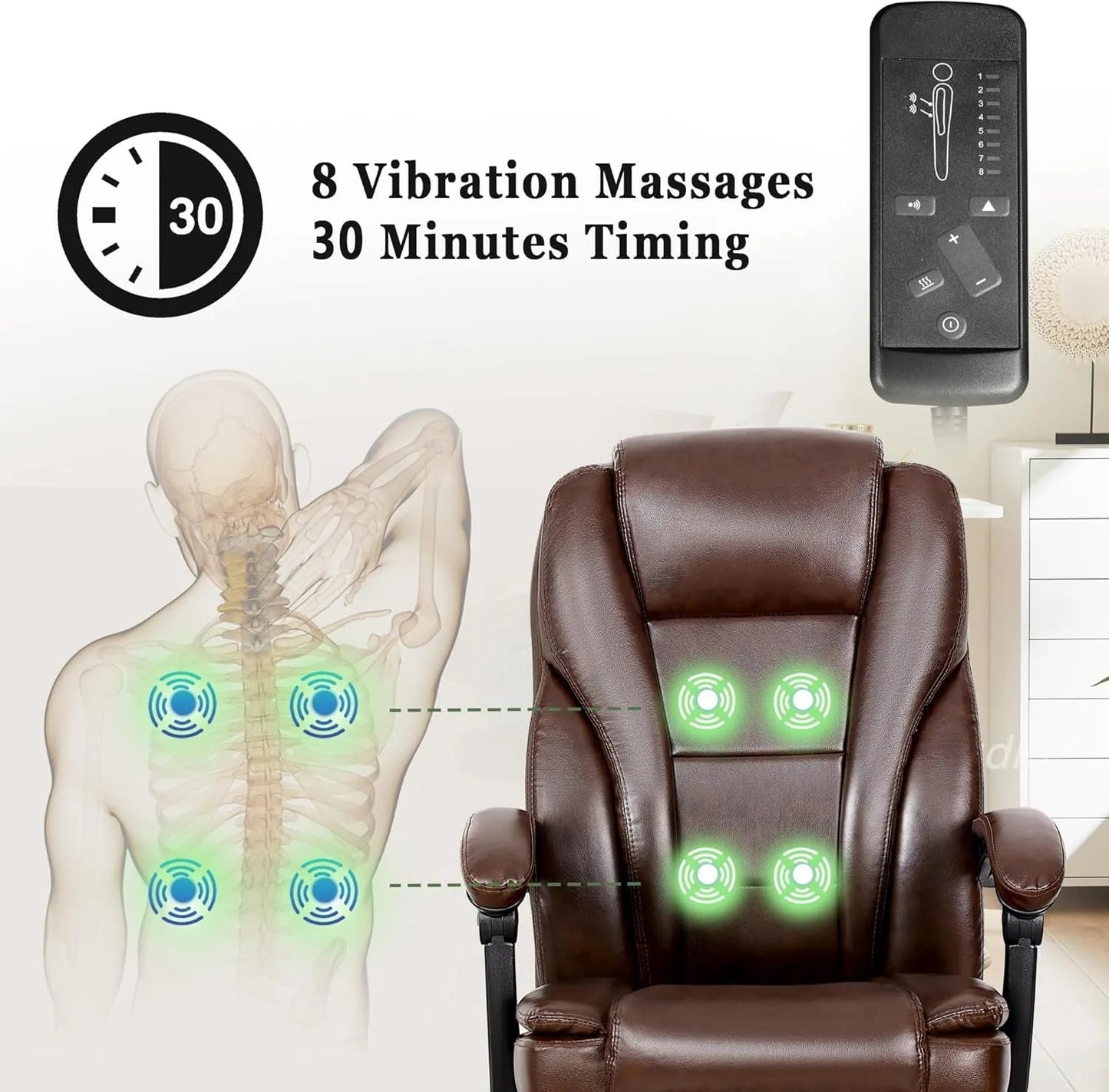 Ergonomic Massage Office Chair with Footrest