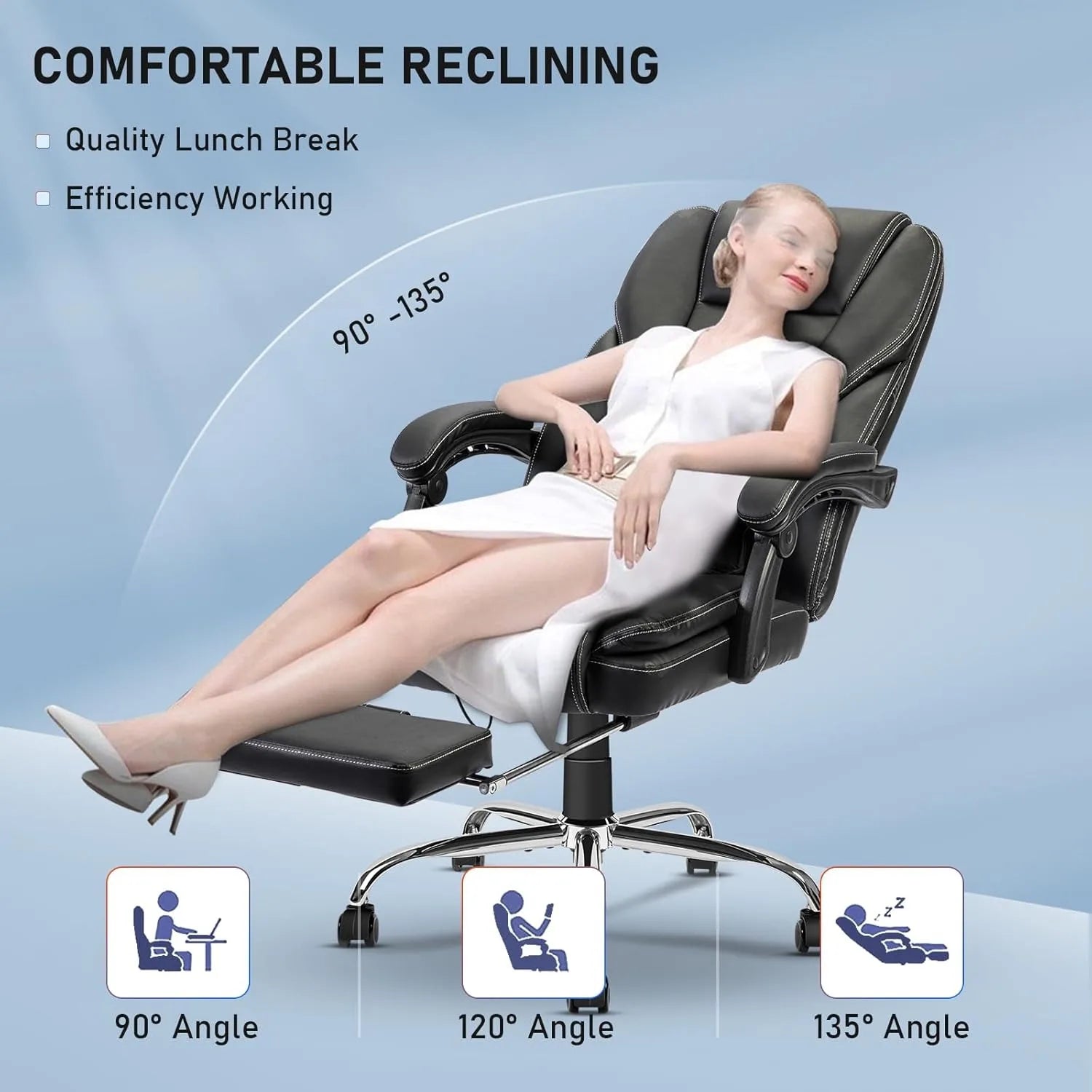 Ergonomic Massage Office Chair with Footrest