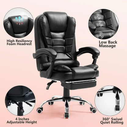 Ergonomic Massage Office Chair with Footrest