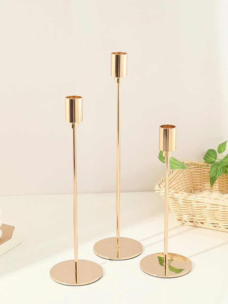 European Metal Candle Holders Set