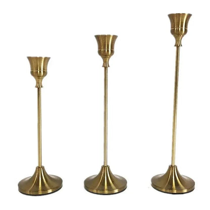 European Metal Candle Holders Set