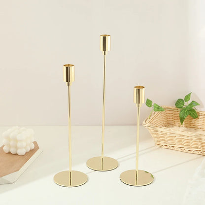 European Metal Candle Holders Set