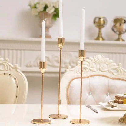 European Metal Candle Holders Set