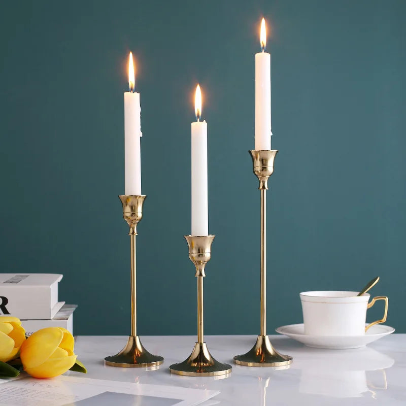 European Metal Candle Holders Set