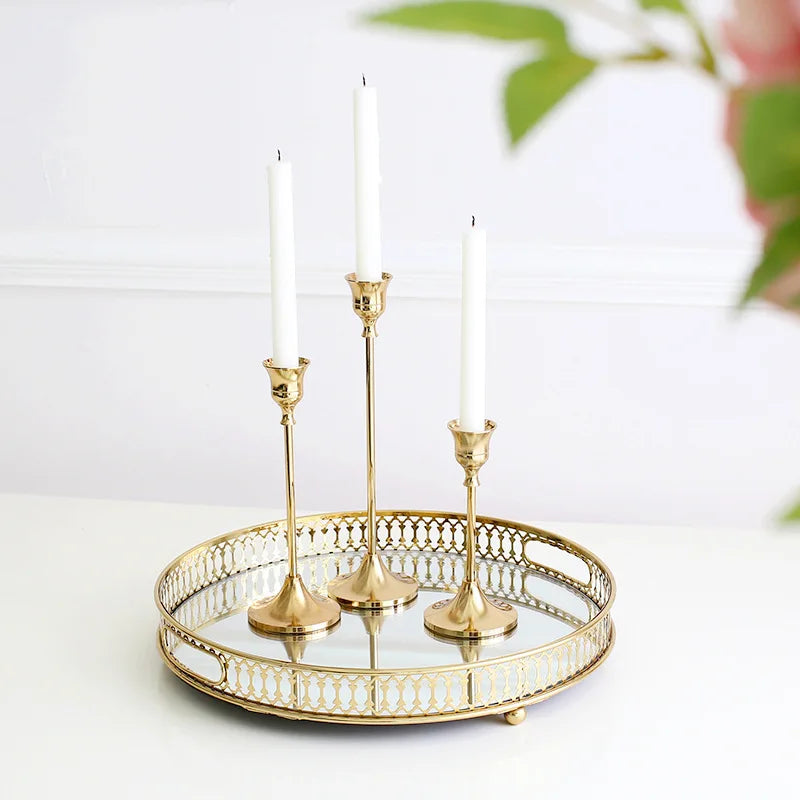 European Metal Candle Holders Set