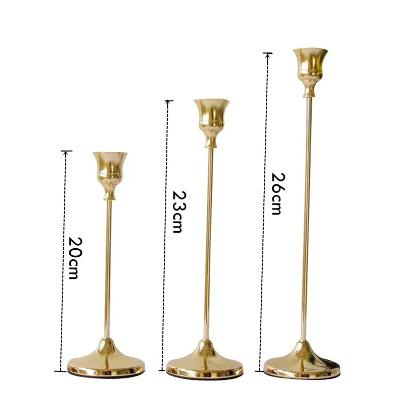 European Metal Candle Holders Set