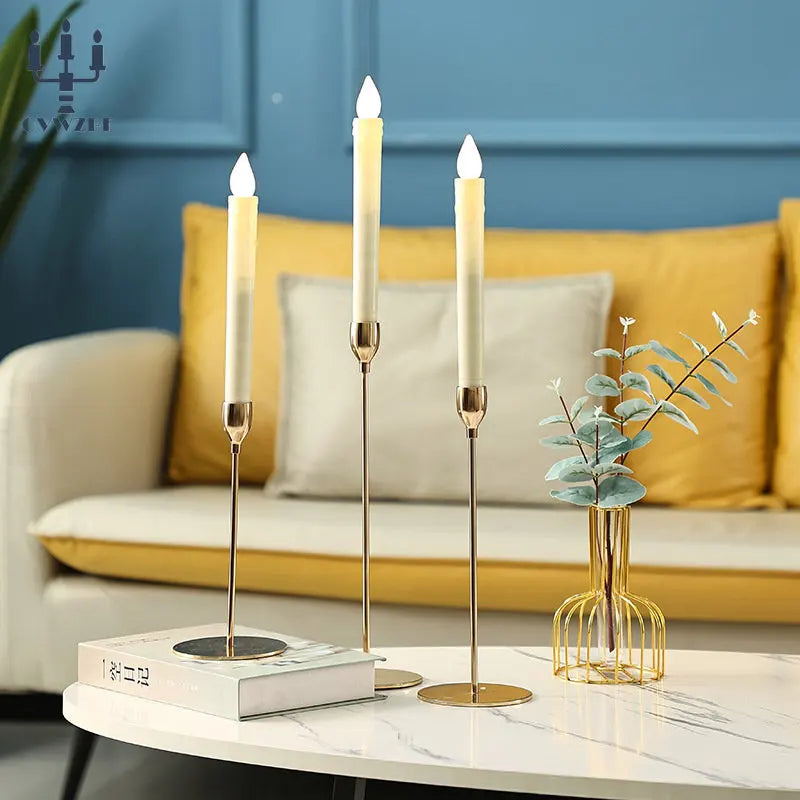 European Metal Candle Holders Set