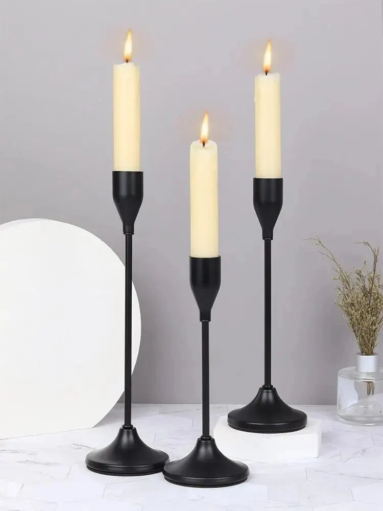 European Metal Candle Holders Set